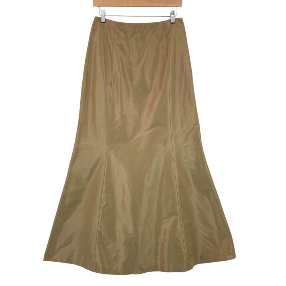 Carmen Marc Volvo Tan Taffeta Mermaid Skirt Size 6 Womens Lined Back Zipper